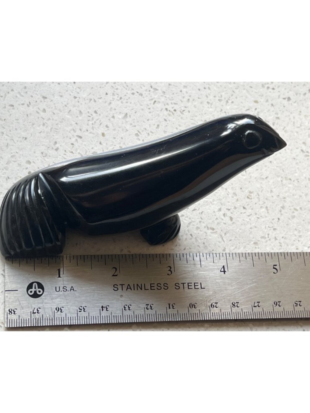 Hand Carved Sea Lion Sculpture Onyx Black Collectible 4.5" Long Approx. Gift Dad - Picture 12 of 15